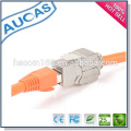 Cat7 utp blindado rj45 IDC keystone jack / tooless conector de jack modular de 90 graus / systimax cat5e cat6 plug banhado a ouro